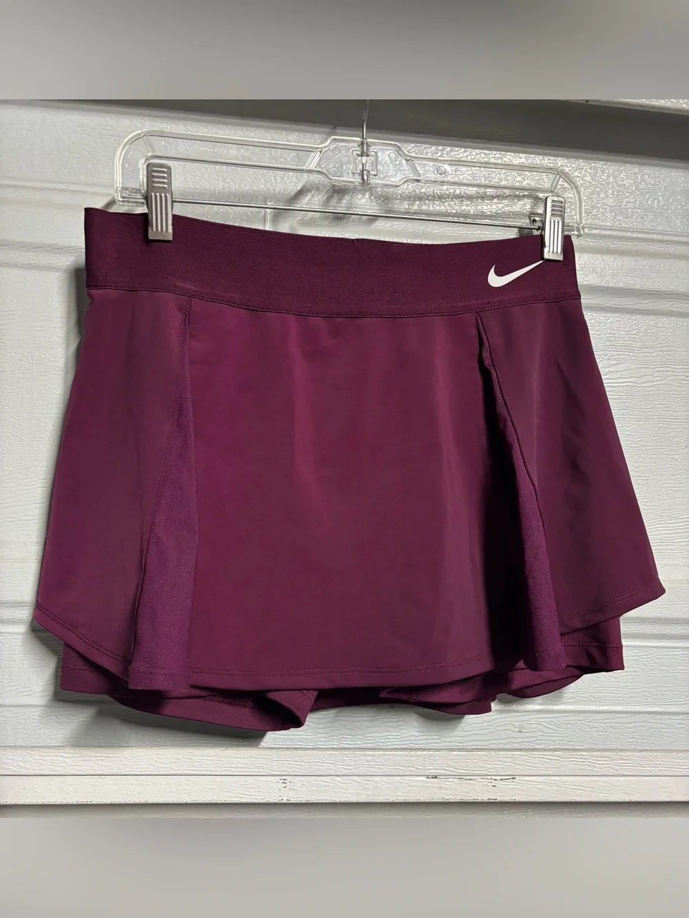 Nike Women's Plum Athletic Skater Skort with White Swoosh Accent